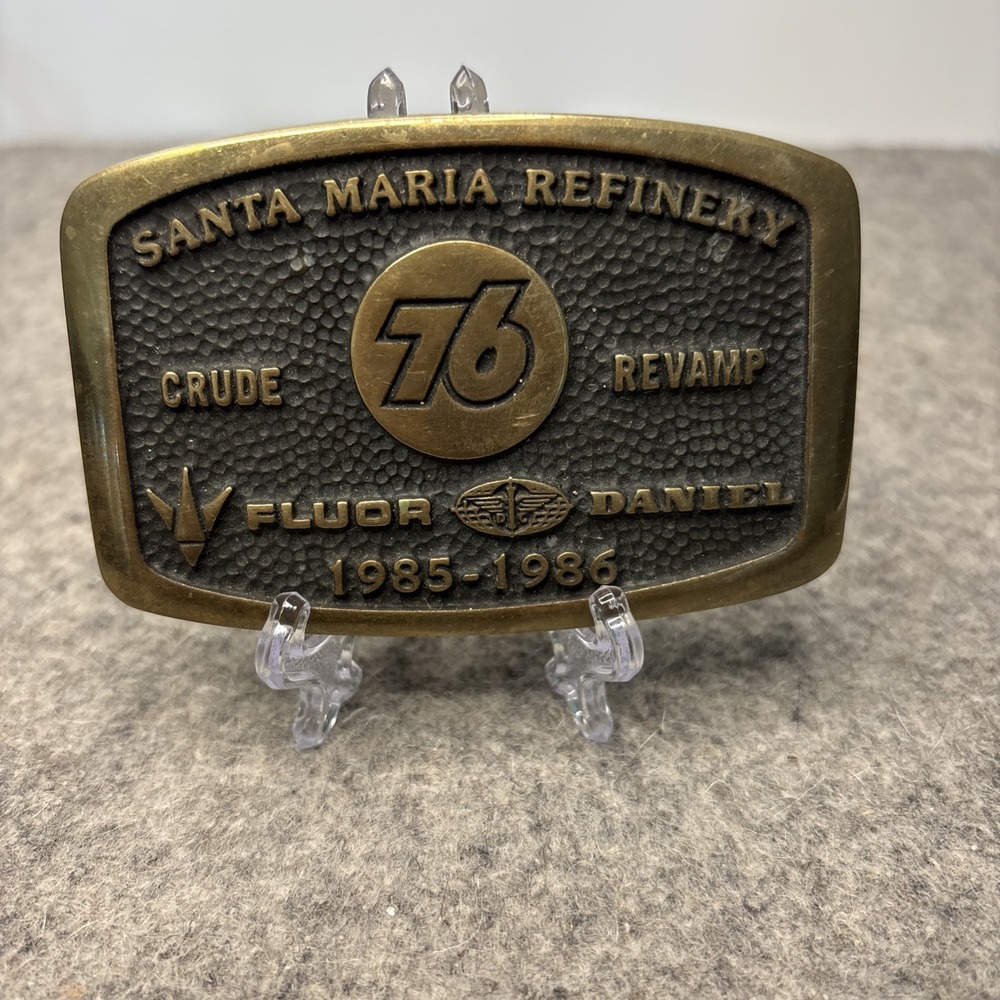 Brass Santa Maria Refinery Fluor Daniel Petroleum Vintage Belt Buckle